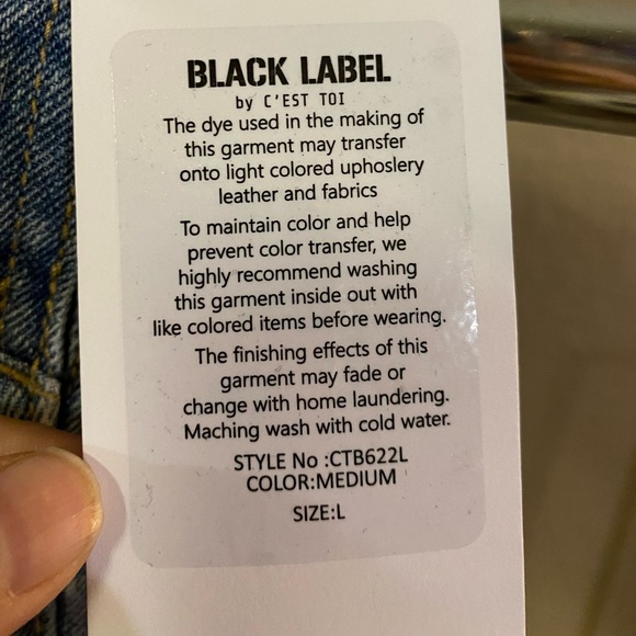 Black Label Distressed Medium Wash Overalls - Picture 6 of 6